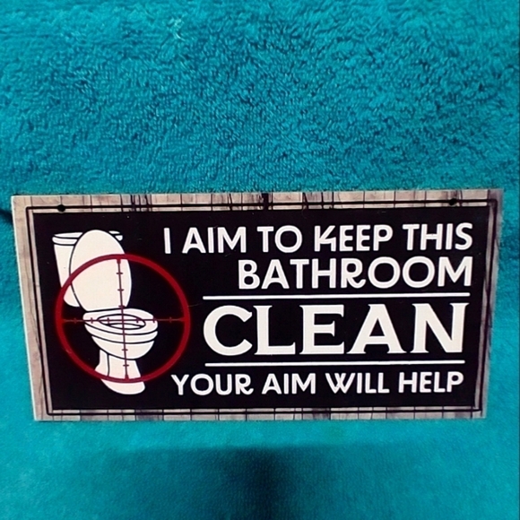 Black and White Bathroom Funny Wood Sign - Picture 1 of 1